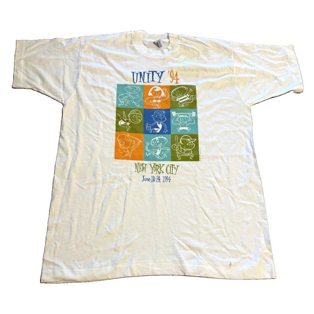 Fruit of the Loom Vtg 90s Unity '94 New York City Graphic Tee White XL